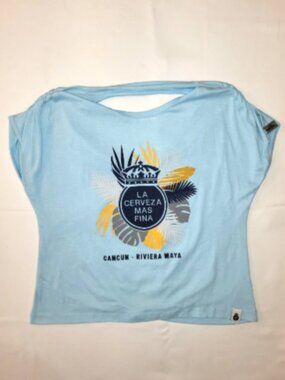 Corona Women’s Blue Tank Top Cancun Riviera Maya Graphic Sleeveless Small